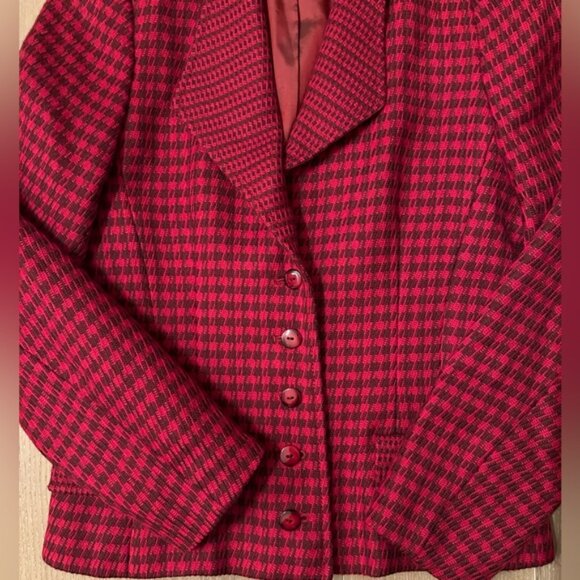 Rare Vintage Louis Féraud Red Houndstooth Jacket – Wool/Mohair – Made in Germany - Picture 2 of 15
